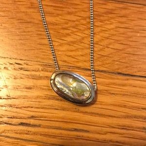 Avon necklace silver gem stone shell abalone